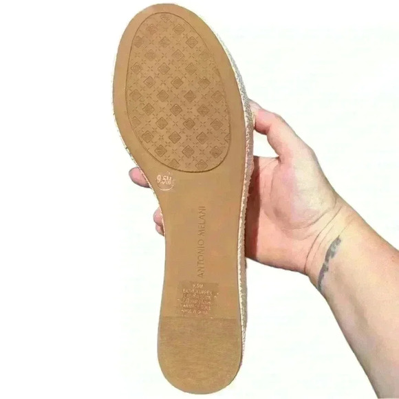 Antonio Melani Yellow Braided Leather Stacked Wedge Sandals 9.5 - Picture 12 of 12